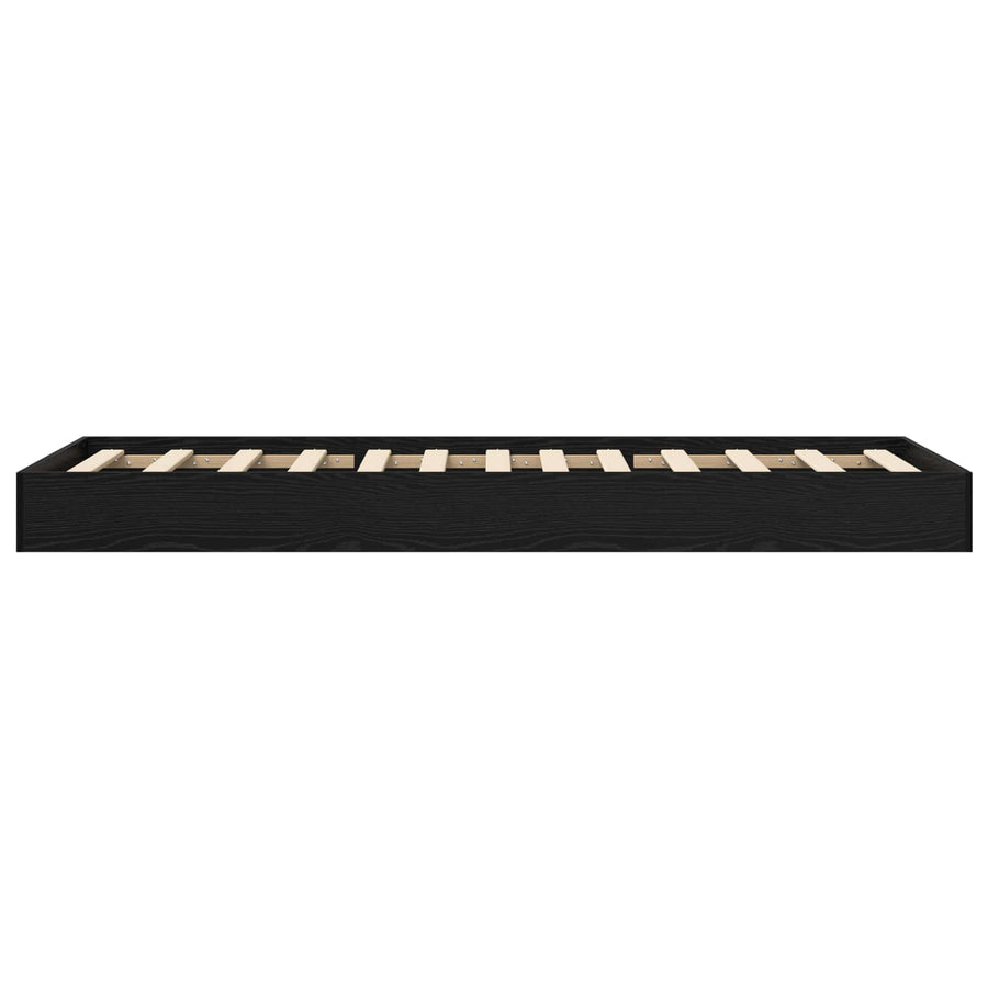 Vloerbedframe Zwart eiken 80 x 200 cm Bewerkt hout