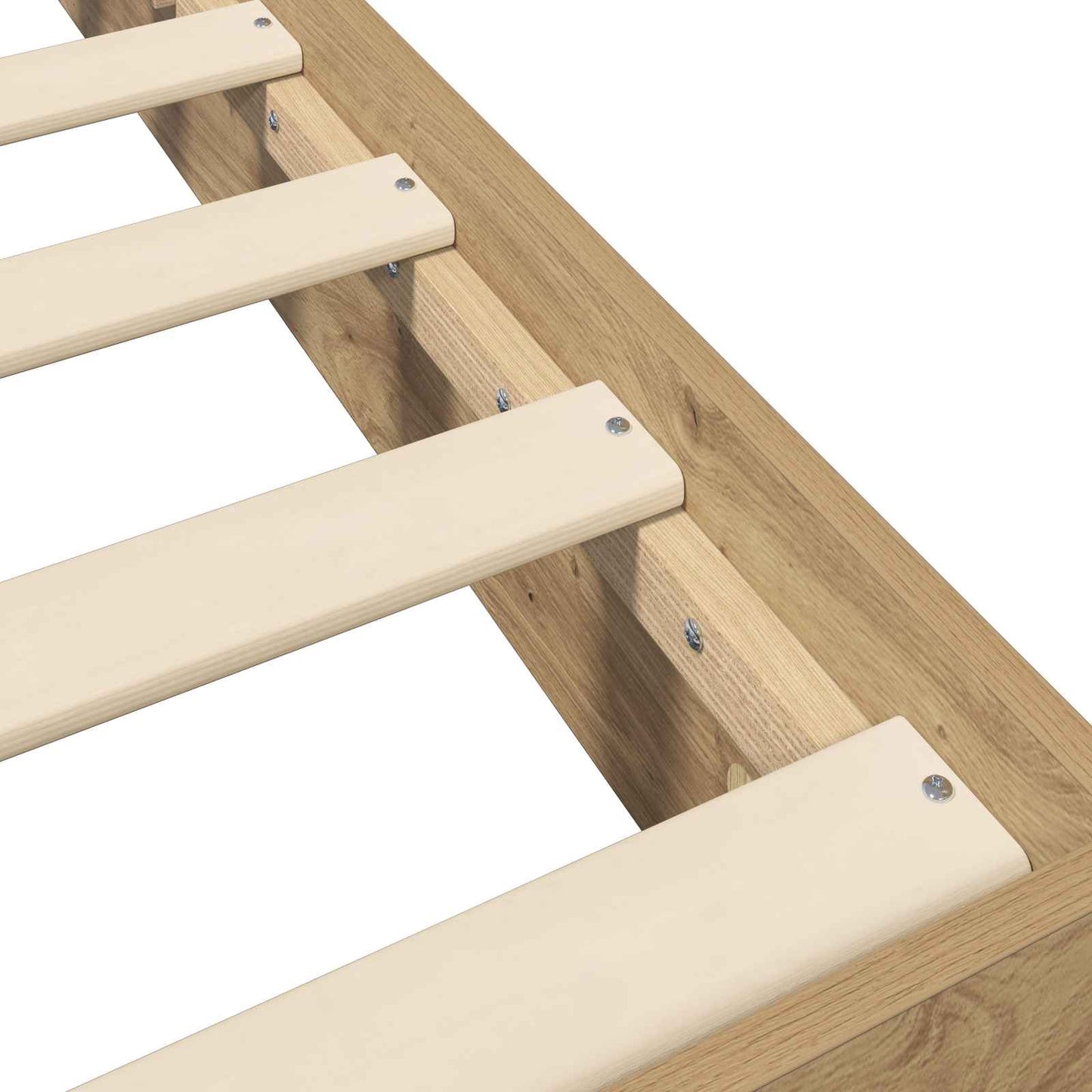 Vloerbedframe Artisanaal eiken 80 x 200 cm Bewerkt hout