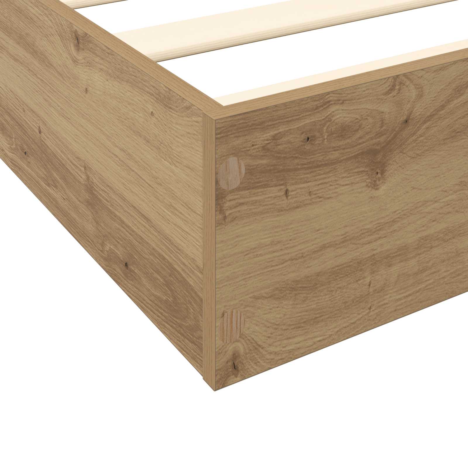 Vloerbedframe Artisanaal eiken 80 x 200 cm Bewerkt hout