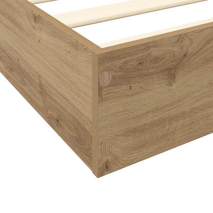 Vloerbedframe Artisanaal eiken 80 x 200 cm Bewerkt hout