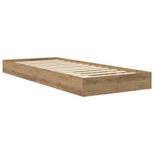 Vloerbedframe Artisanaal eiken 80 x 200 cm Bewerkt hout