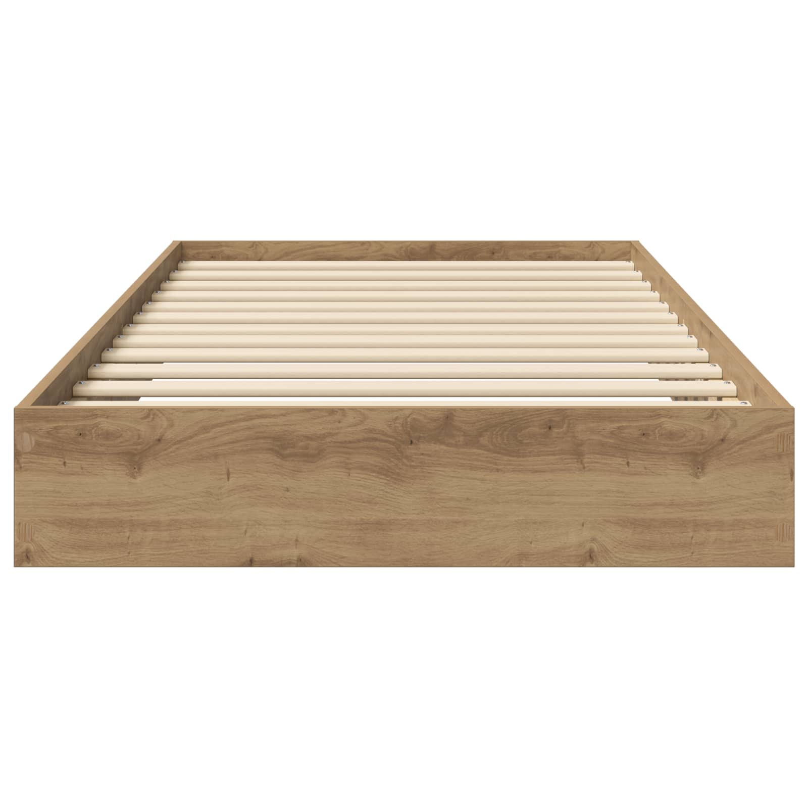 Vloerbedframe Artisanaal eiken 80 x 200 cm Bewerkt hout
