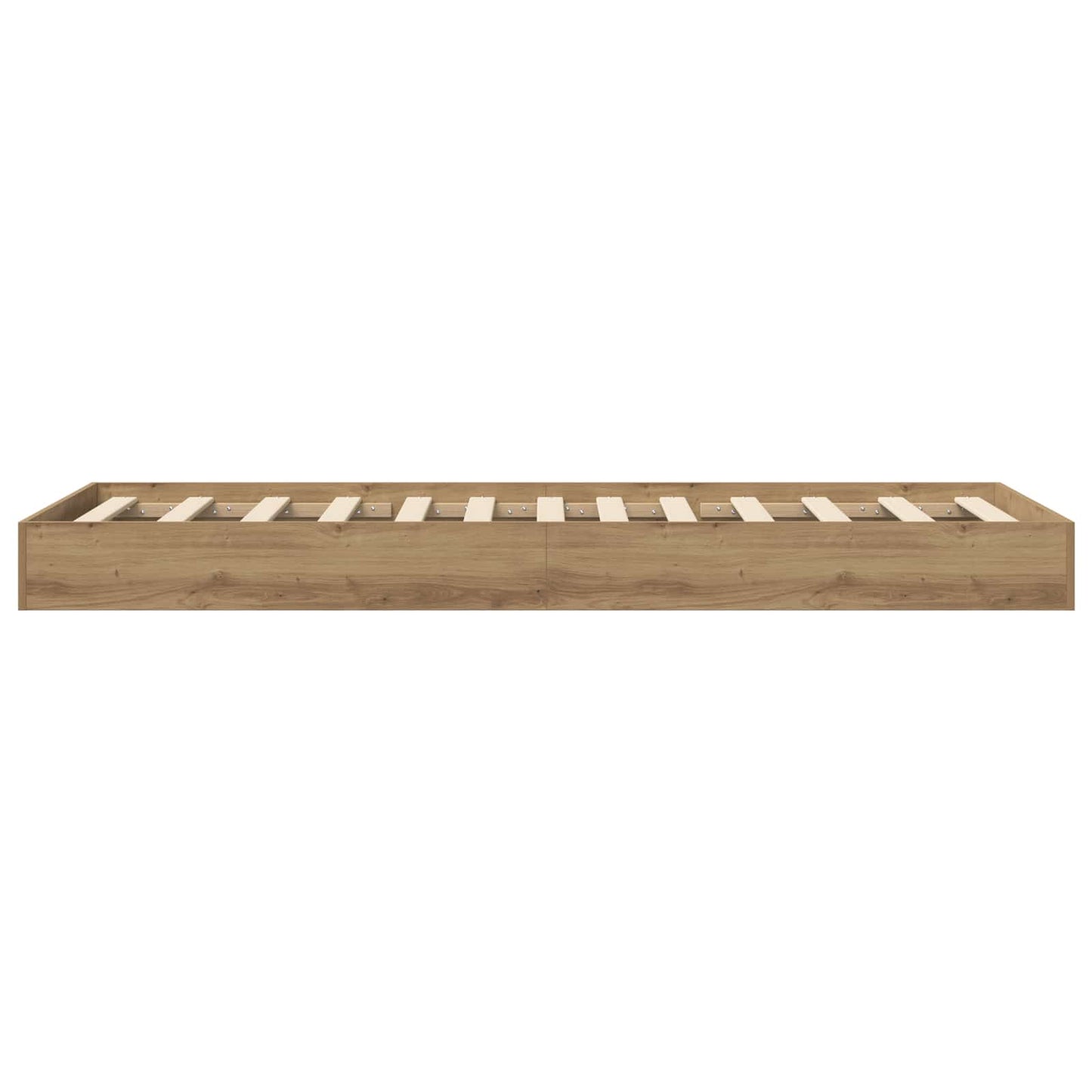Vloerbedframe Artisanaal eiken 80 x 200 cm Bewerkt hout