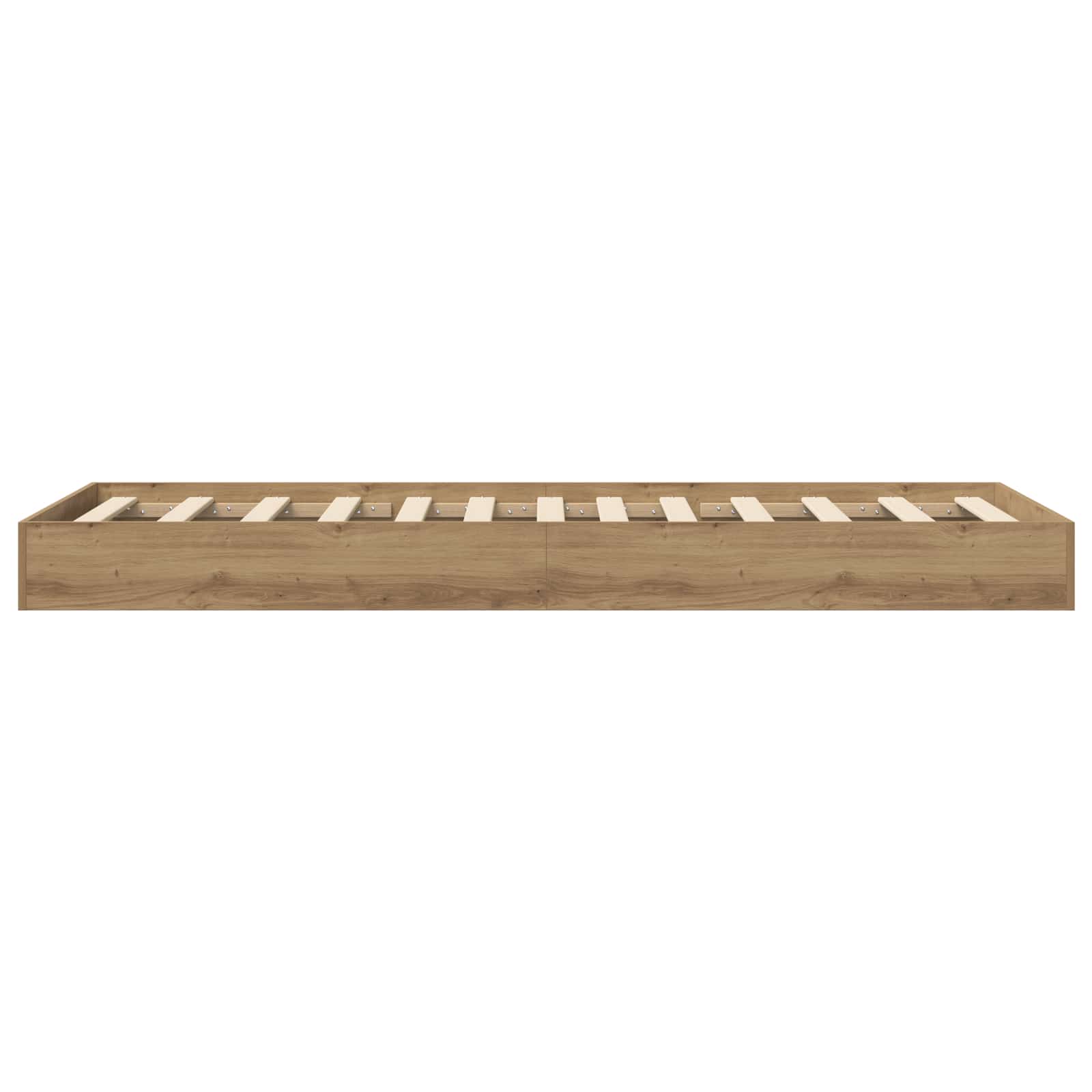 Vloerbedframe Artisanaal eiken 80 x 200 cm Bewerkt hout