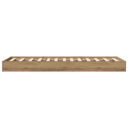 Vloerbedframe Artisanaal eiken 80 x 200 cm Bewerkt hout