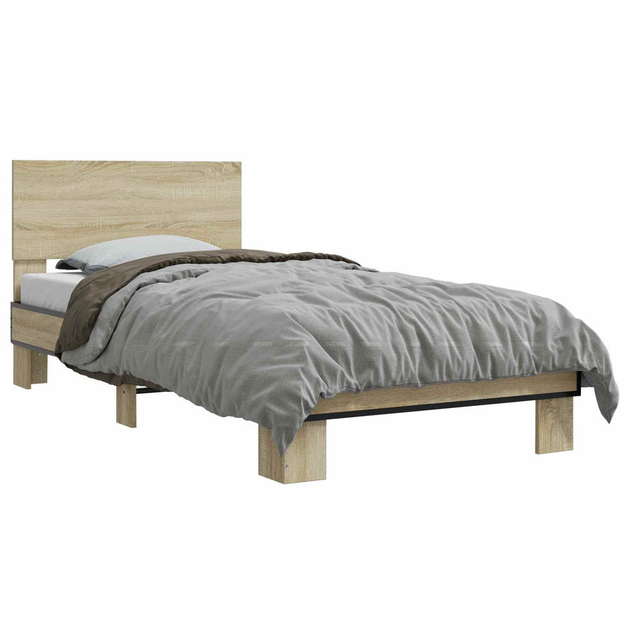 Bedframe met Hoofdeinde Sonoma Eiken 80 x 200 cm Bewerkt hout