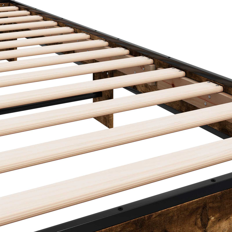 Bedframe met Hoofdeinde Gerookt eiken 80 x 200 cm Bewerkt hout