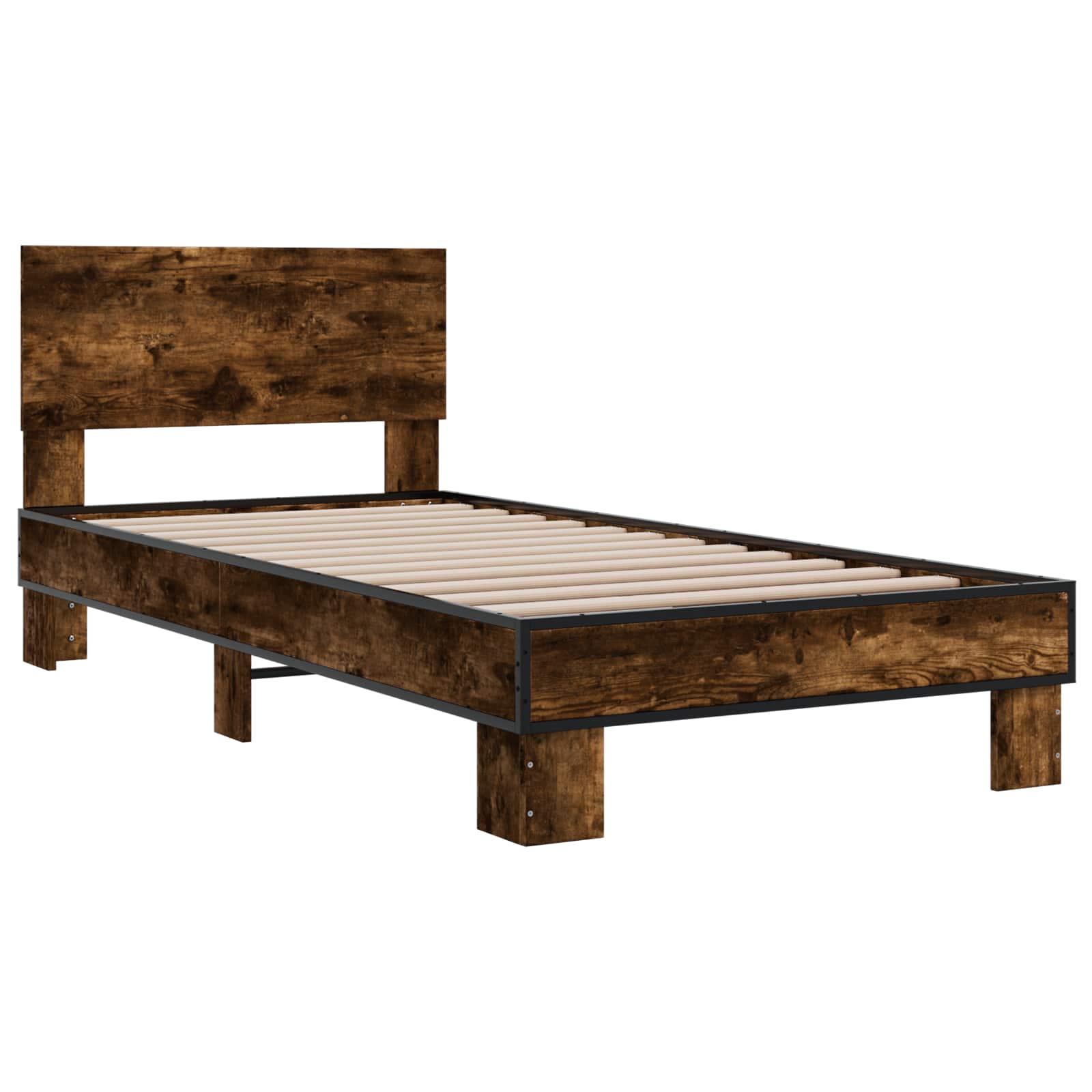 Bedframe met Hoofdeinde Gerookt eiken 80 x 200 cm Bewerkt hout