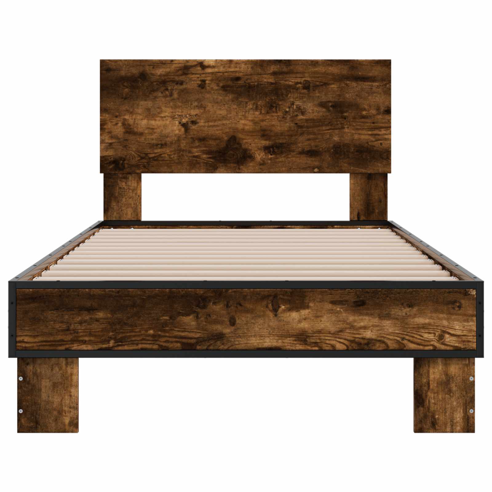 Bedframe met Hoofdeinde Gerookt eiken 80 x 200 cm Bewerkt hout