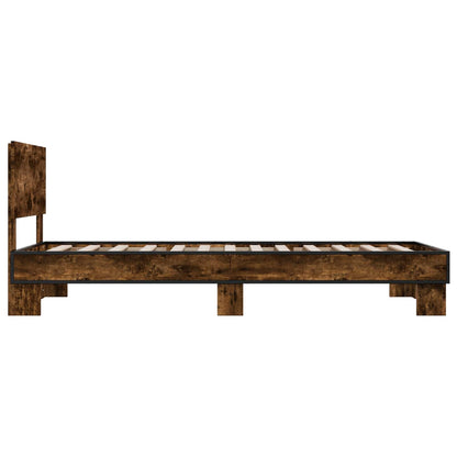 Bedframe met Hoofdeinde Gerookt eiken 80 x 200 cm Bewerkt hout