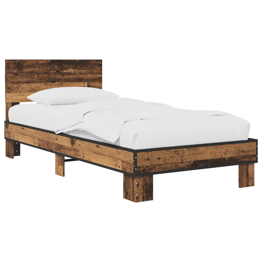 Bedframe met Hoofdeinde Oud hout 80 x 200 cm Bewerkt hout