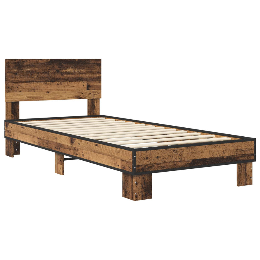 Bedframe met Hoofdeinde Oud hout 80 x 200 cm Bewerkt hout