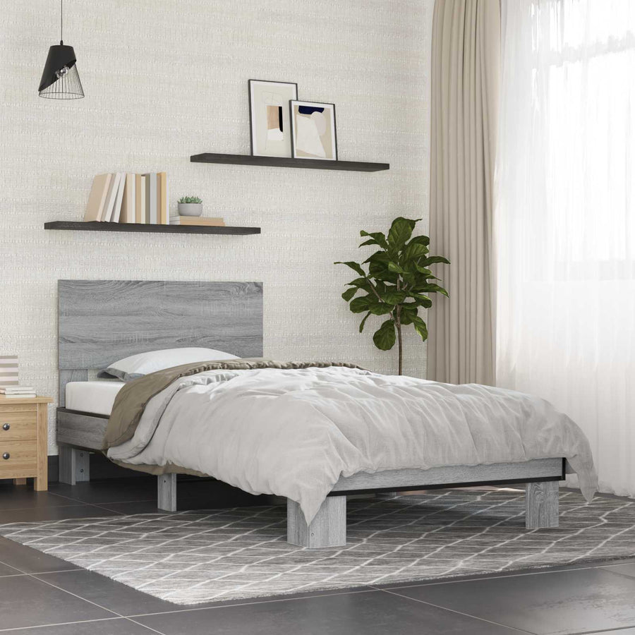 Bedframe met Hoofdeinde Grijs Sonoma 80 x 200 cm Bewerkt hout