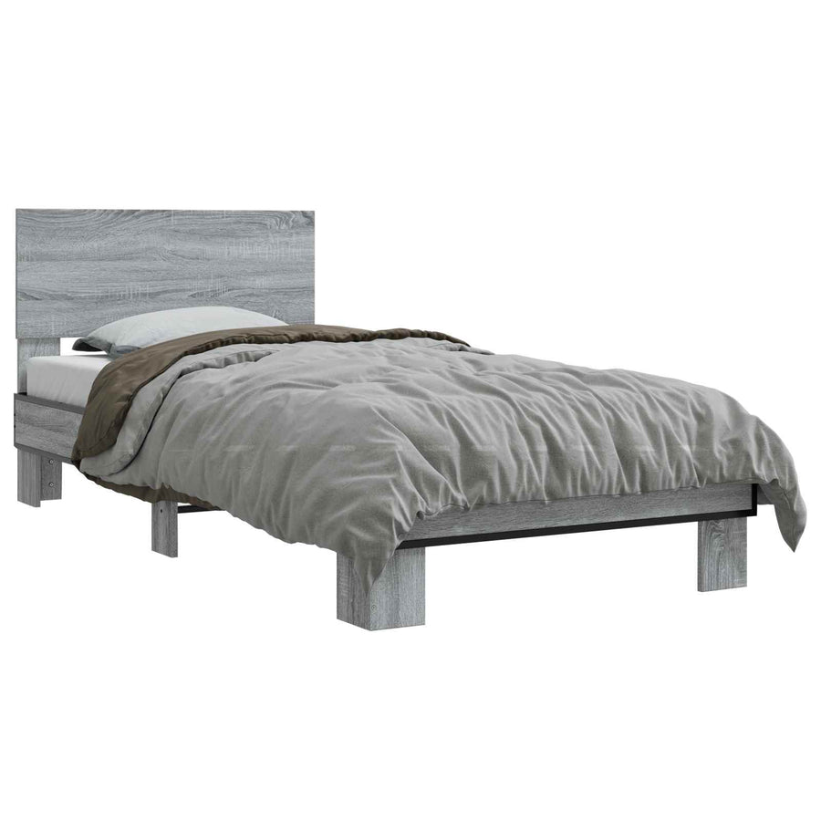 Bedframe met Hoofdeinde Grijs Sonoma 80 x 200 cm Bewerkt hout
