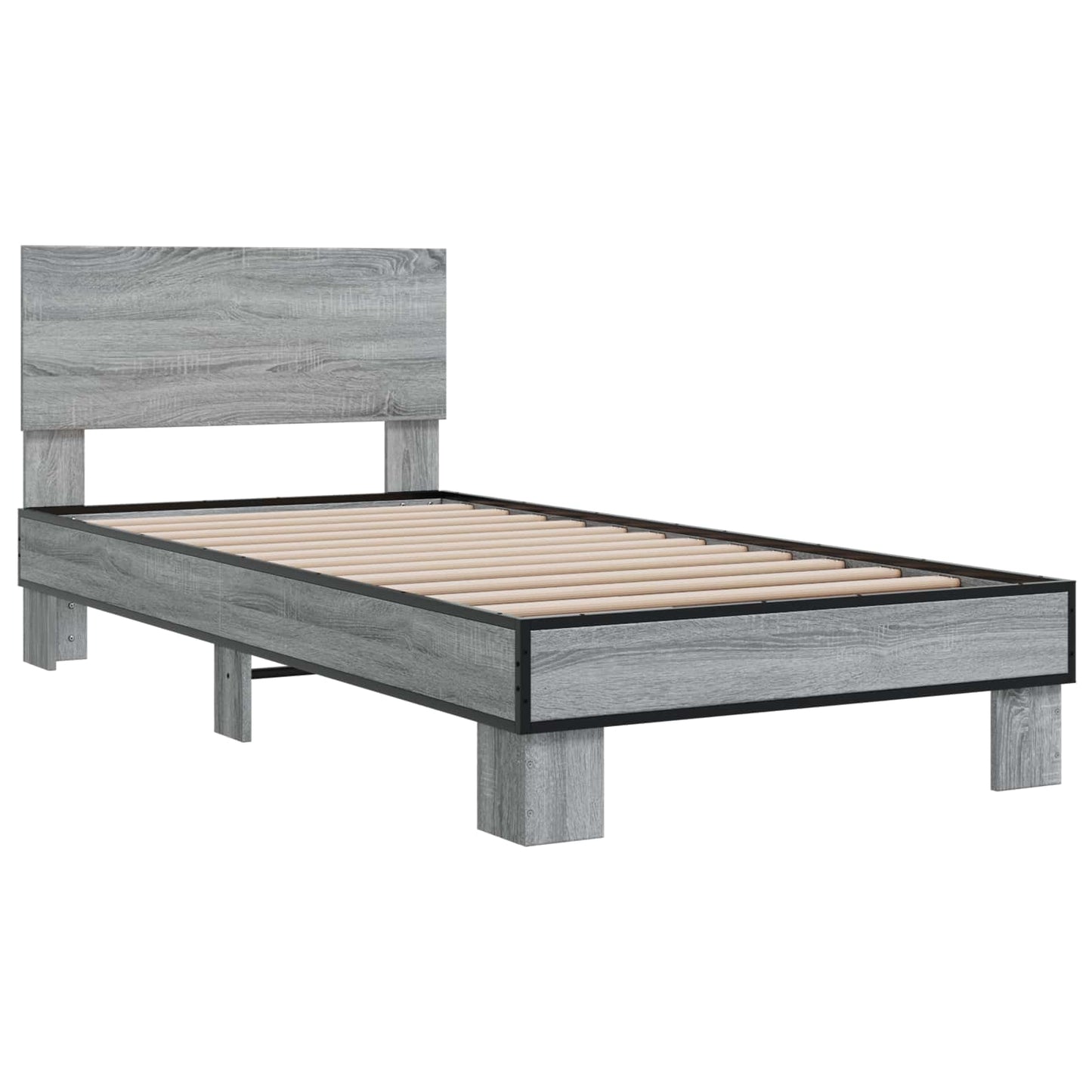Bedframe met Hoofdeinde Grijs Sonoma 80 x 200 cm Bewerkt hout