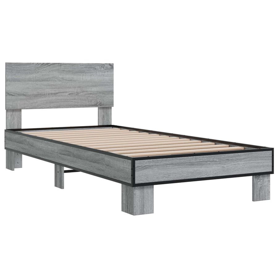 Bedframe met Hoofdeinde Grijs Sonoma 80 x 200 cm Bewerkt hout
