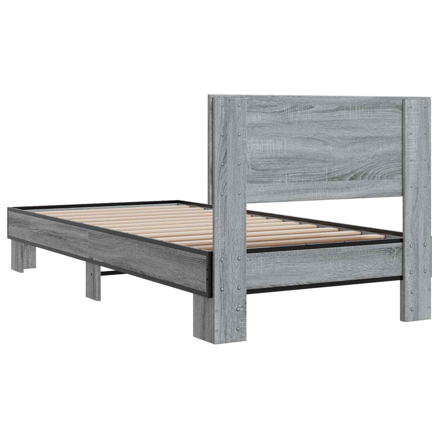 Bedframe met Hoofdeinde Grijs Sonoma 80 x 200 cm Bewerkt hout