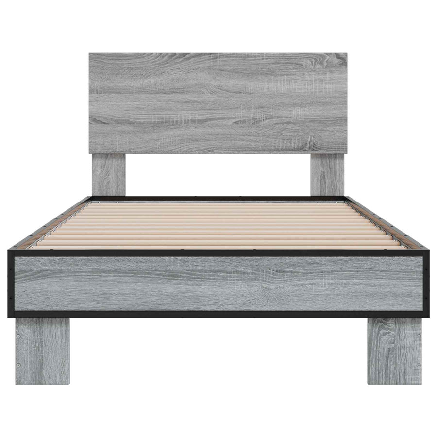 Bedframe met Hoofdeinde Grijs Sonoma 80 x 200 cm Bewerkt hout
