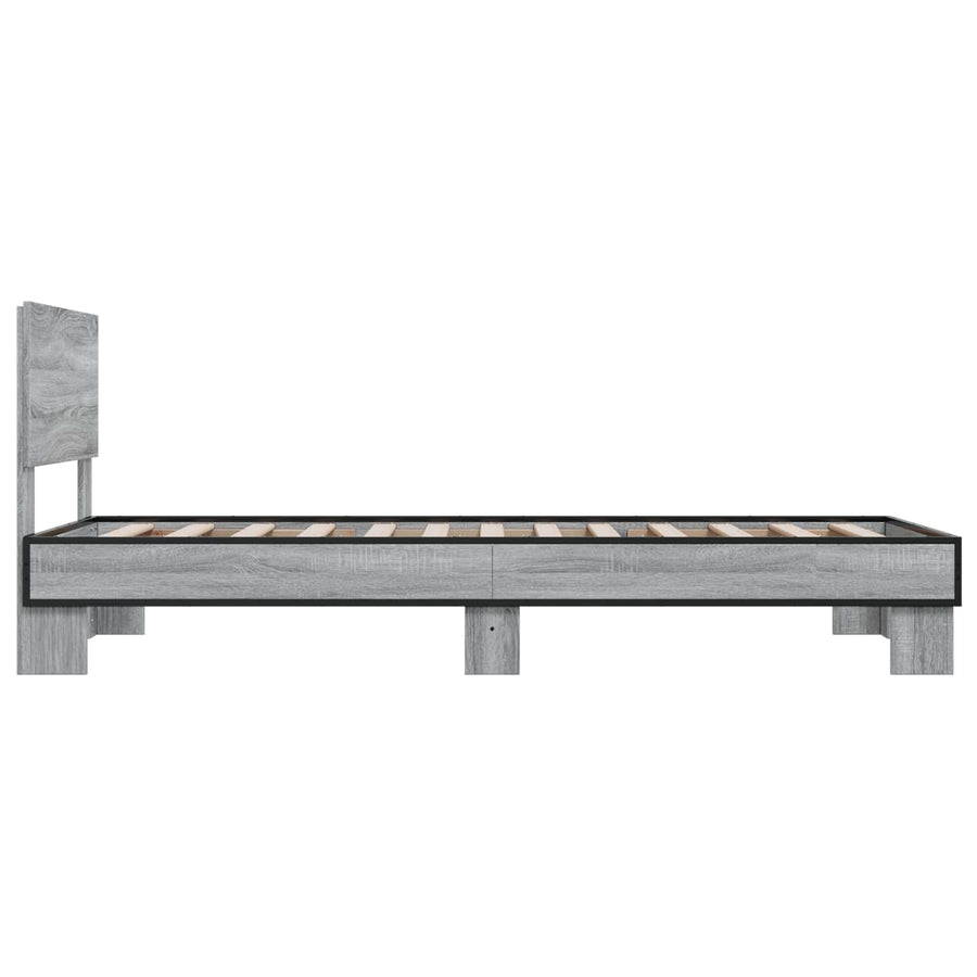 Bedframe met Hoofdeinde Grijs Sonoma 80 x 200 cm Bewerkt hout