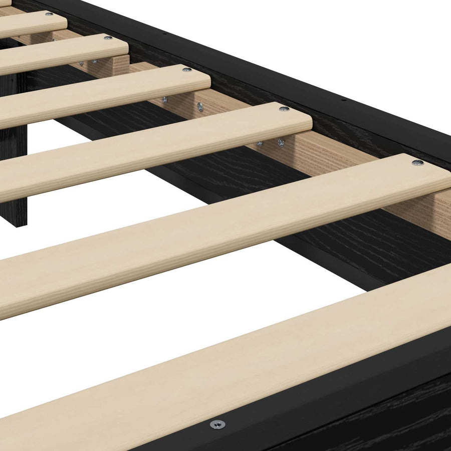 Bedframe met Hoofdeinde Zwart eiken 80 x 200 cm Bewerkt hout