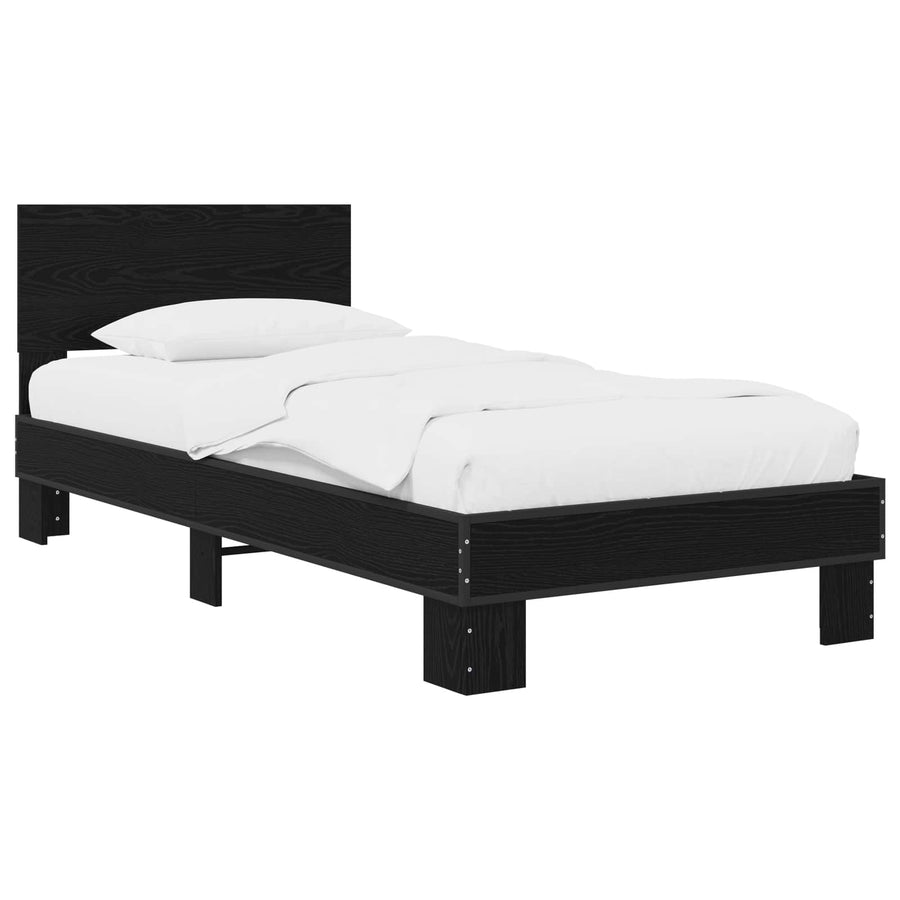 Bedframe met Hoofdeinde Zwart eiken 80 x 200 cm Bewerkt hout