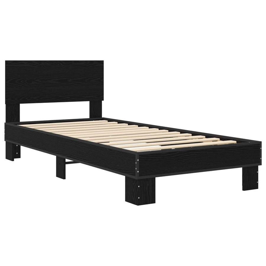 Bedframe met Hoofdeinde Zwart eiken 80 x 200 cm Bewerkt hout