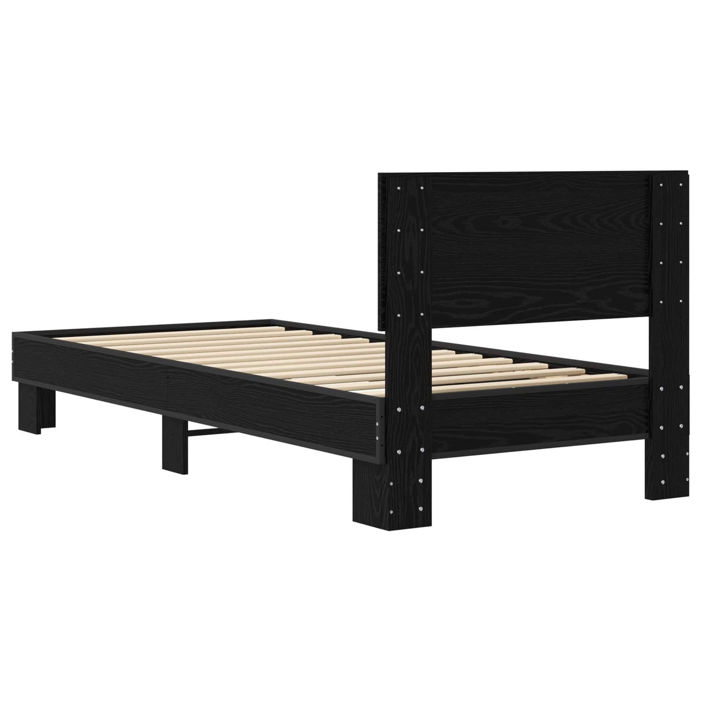 Bedframe met Hoofdeinde Zwart eiken 80 x 200 cm Bewerkt hout