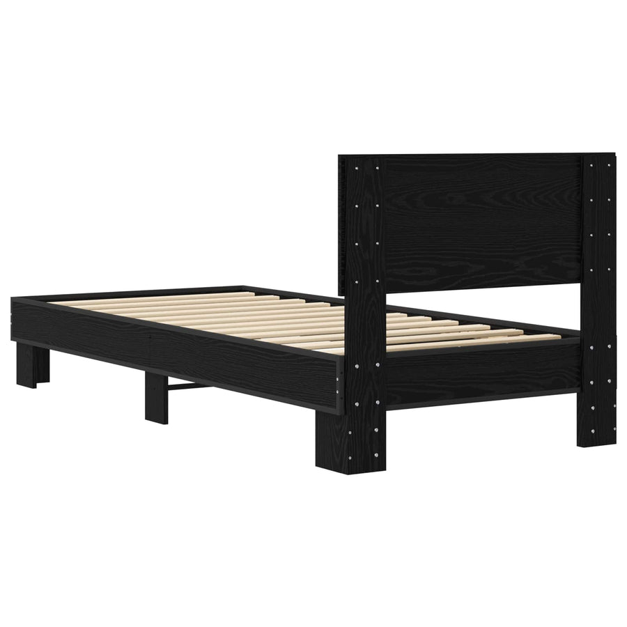 Bedframe met Hoofdeinde Zwart eiken 80 x 200 cm Bewerkt hout