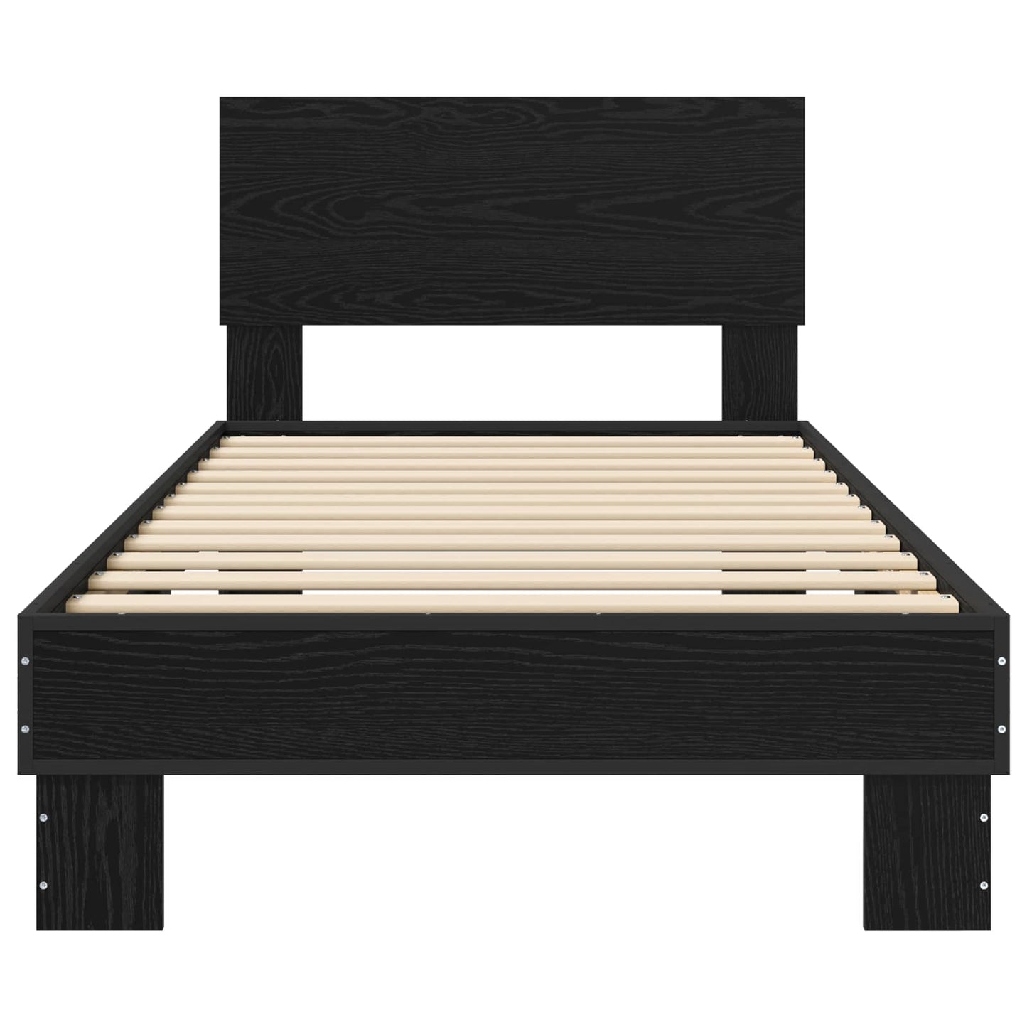 Bedframe met Hoofdeinde Zwart eiken 80 x 200 cm Bewerkt hout