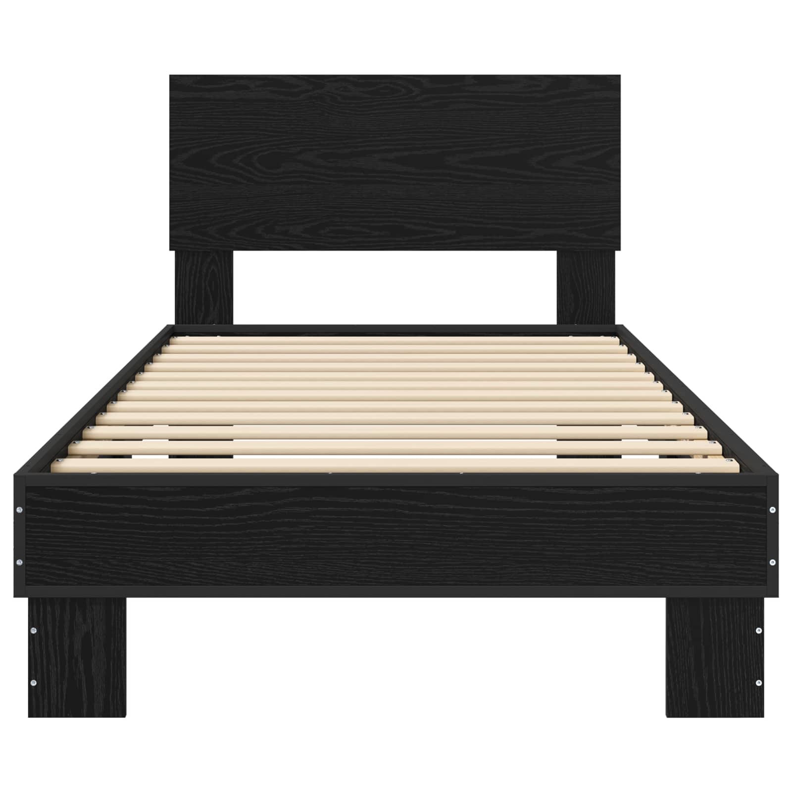 Bedframe met Hoofdeinde Zwart eiken 80 x 200 cm Bewerkt hout