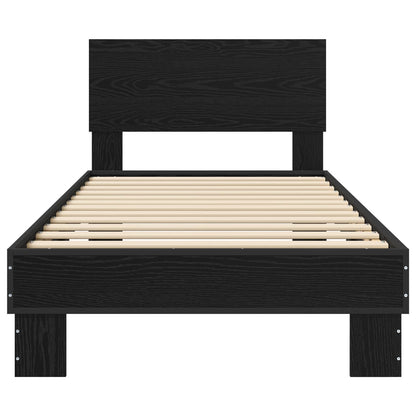 Bedframe met Hoofdeinde Zwart eiken 80 x 200 cm Bewerkt hout