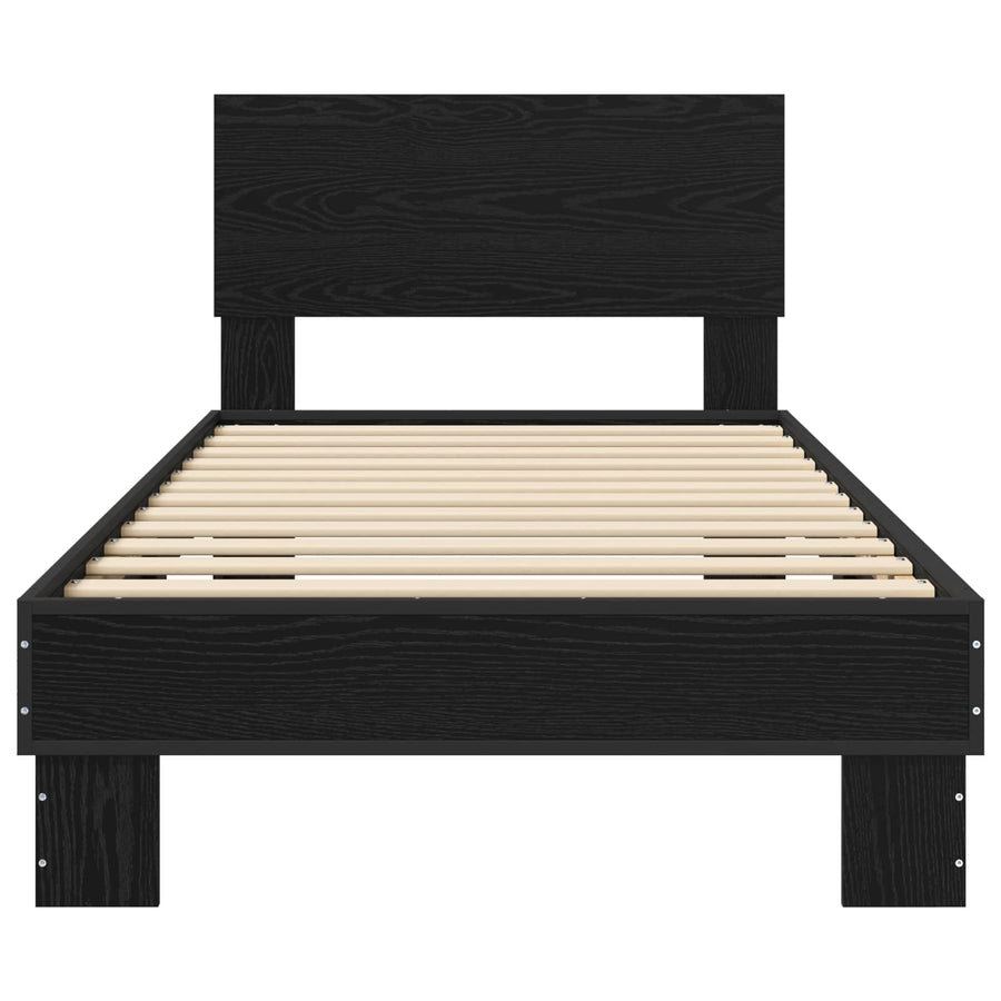 Bedframe met Hoofdeinde Zwart eiken 80 x 200 cm Bewerkt hout