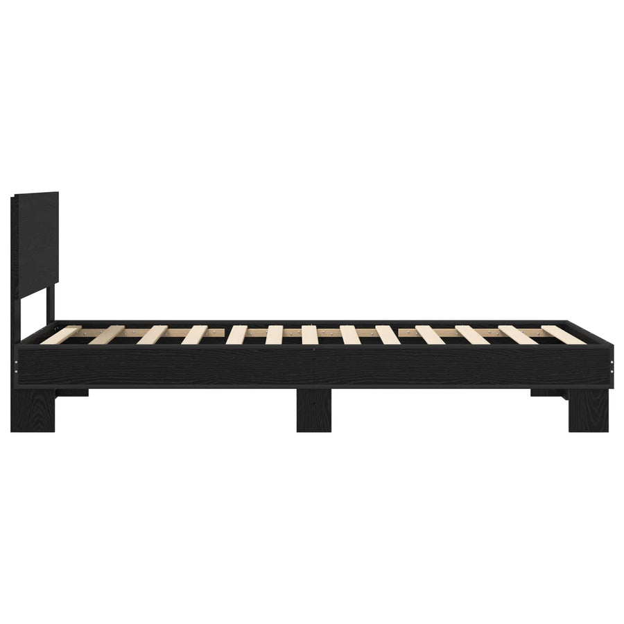 Bedframe met Hoofdeinde Zwart eiken 80 x 200 cm Bewerkt hout