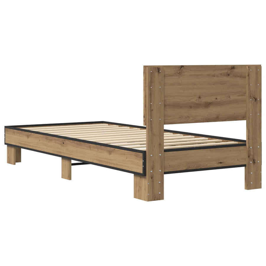Bedframe met Hoofdeinde Artisanaal eiken 80 x 200 cm