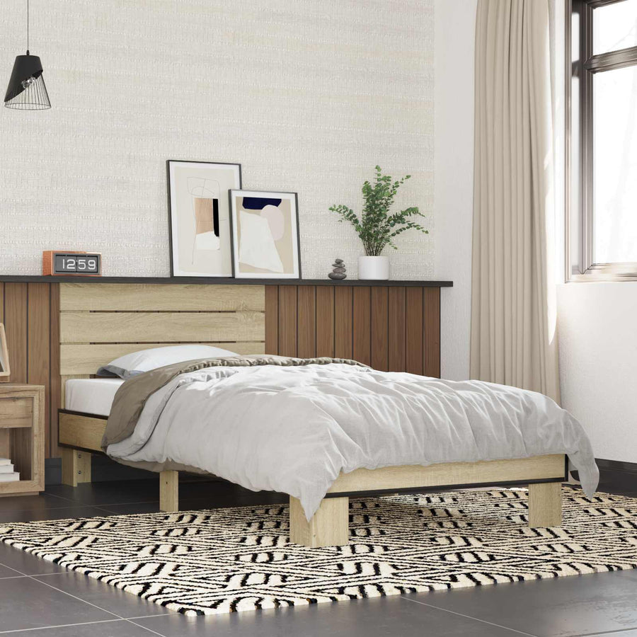 Bedframe met Hoofdeinde Sonoma Eiken 80 x 200 cm Bewerkt hout