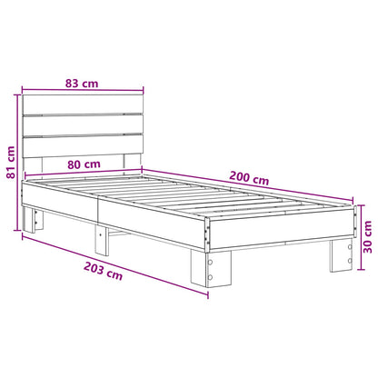 Bedframe met Hoofdeinde Sonoma Eiken 80 x 200 cm Bewerkt hout