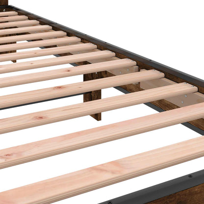 Bedframe met Hoofdeinde Gerookt eiken 80 x 200 cm Bewerkt hout