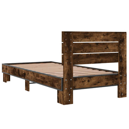 Bedframe met Hoofdeinde Gerookt eiken 80 x 200 cm Bewerkt hout