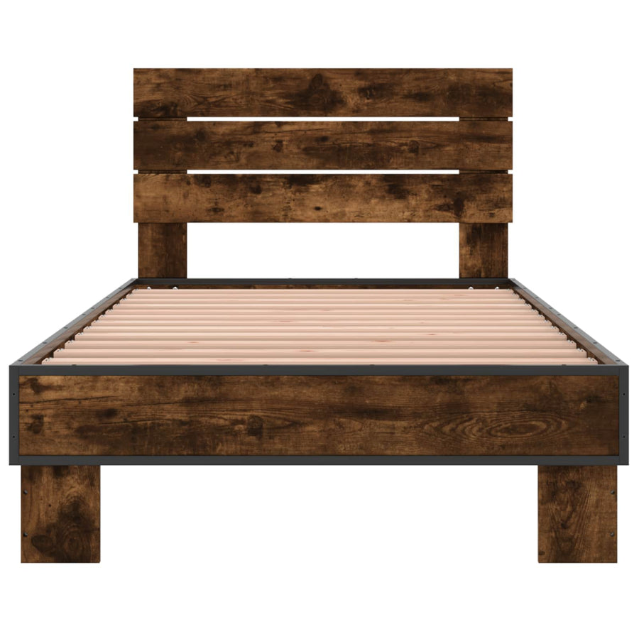 Bedframe met Hoofdeinde Gerookt eiken 80 x 200 cm Bewerkt hout