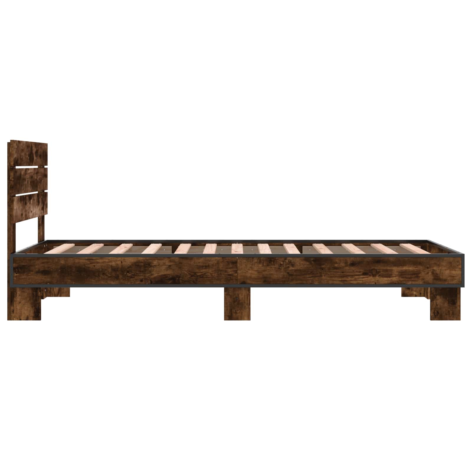 Bedframe met Hoofdeinde Gerookt eiken 80 x 200 cm Bewerkt hout
