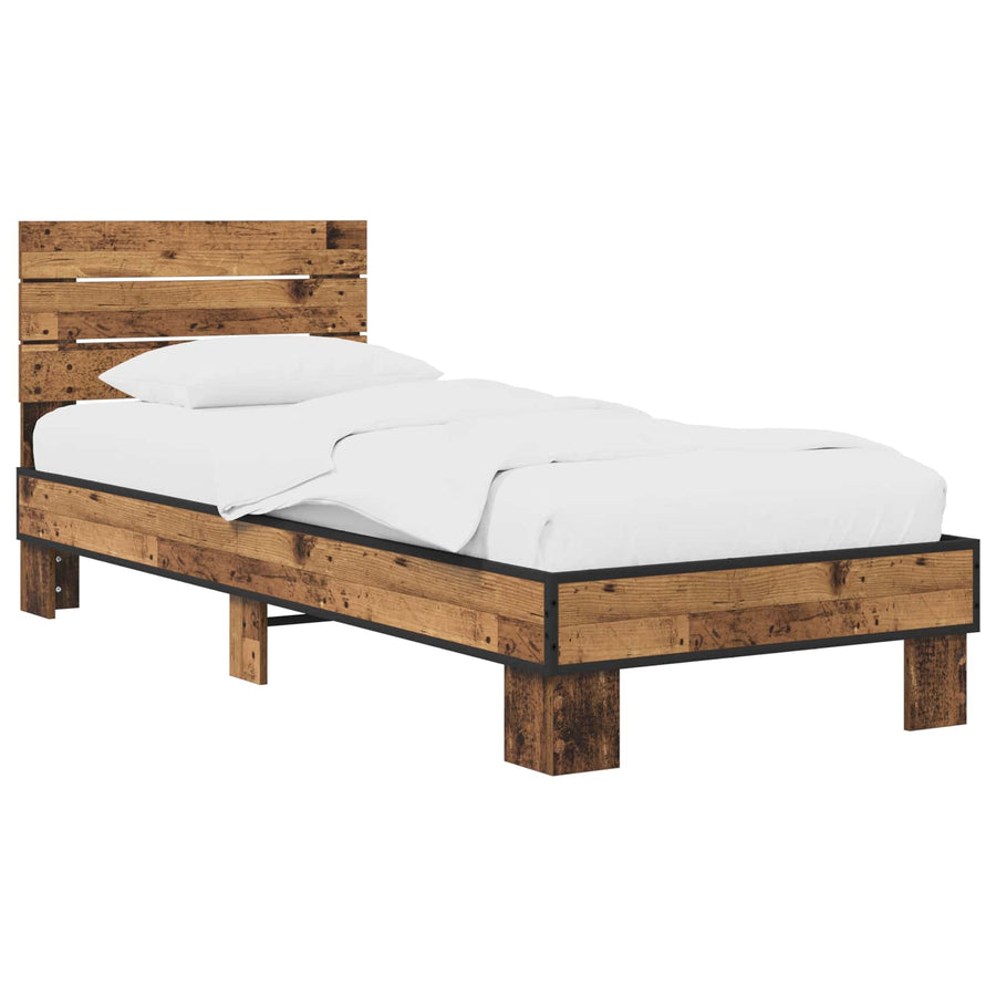 Bedframe met Hoofdeinde Oud hout 80 x 200 cm Bewerkt hout