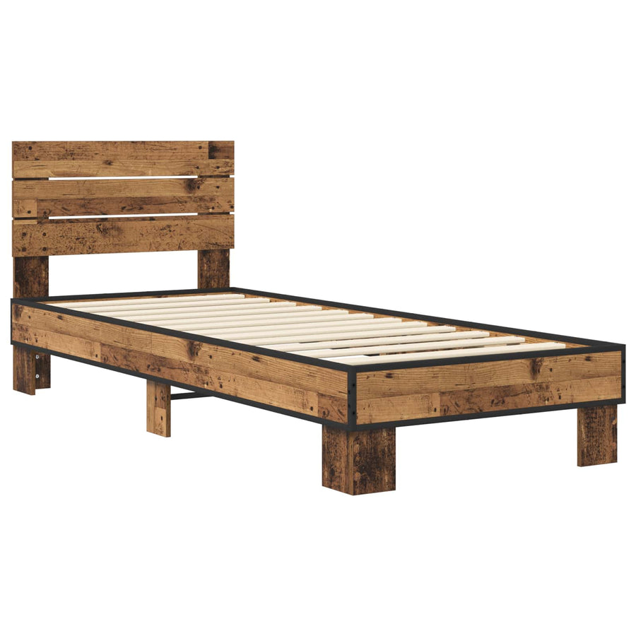 Bedframe met Hoofdeinde Oud hout 80 x 200 cm Bewerkt hout