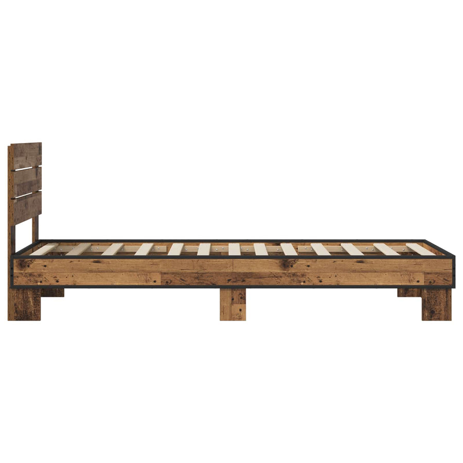 Bedframe met Hoofdeinde Oud hout 80 x 200 cm Bewerkt hout