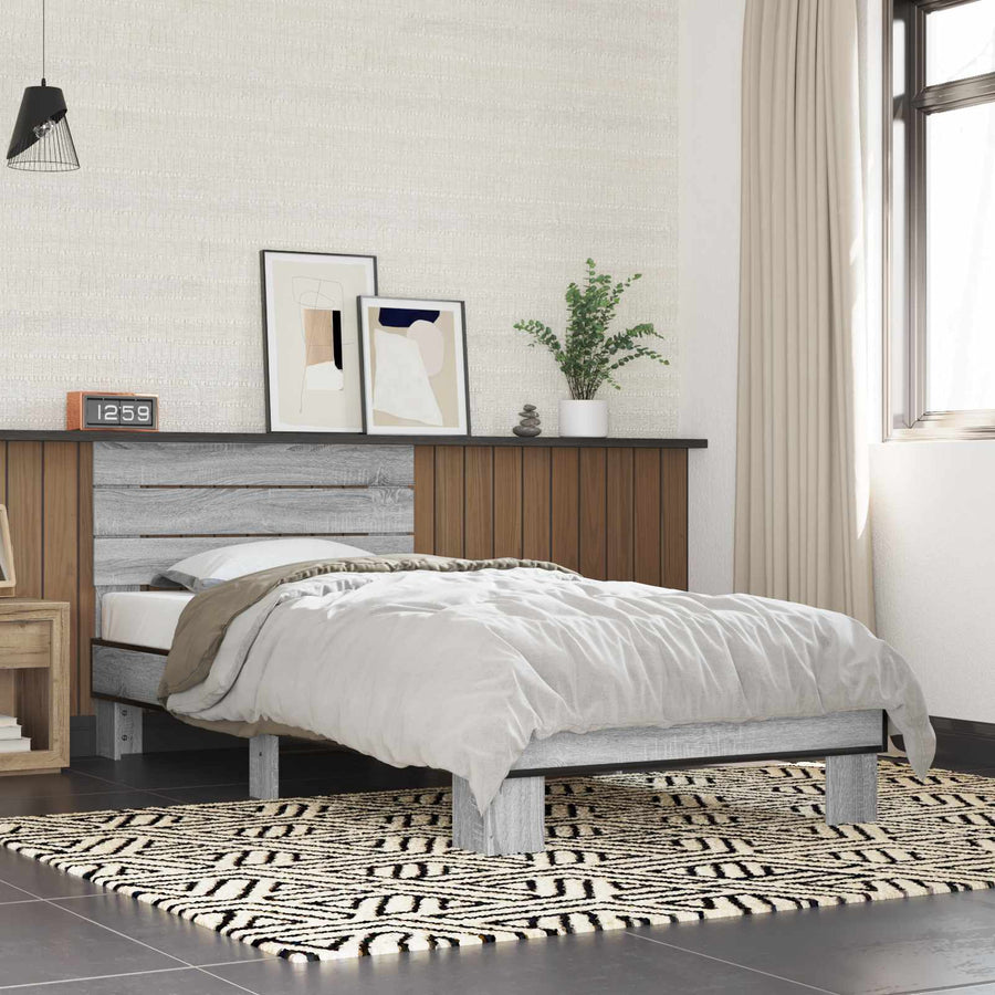 Bedframe met Hoofdeinde Grijs Sonoma 80 x 200 cm Bewerkt hout