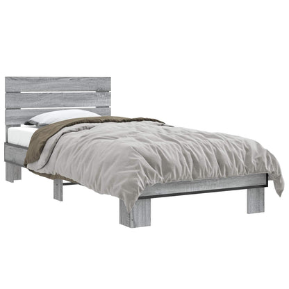 Bedframe met Hoofdeinde Grijs Sonoma 80 x 200 cm Bewerkt hout