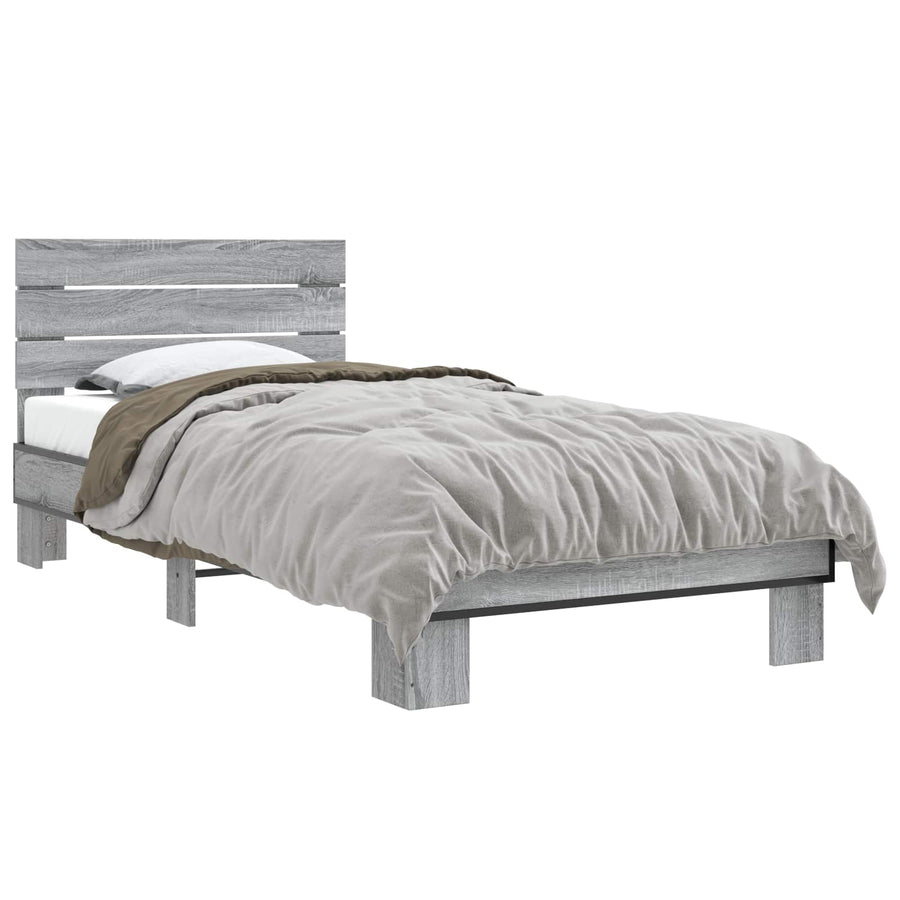 Bedframe met Hoofdeinde Grijs Sonoma 80 x 200 cm Bewerkt hout