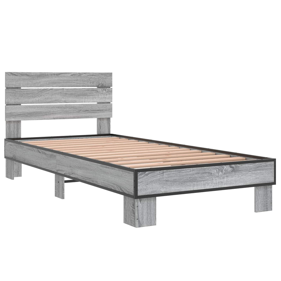 Bedframe met Hoofdeinde Grijs Sonoma 80 x 200 cm Bewerkt hout