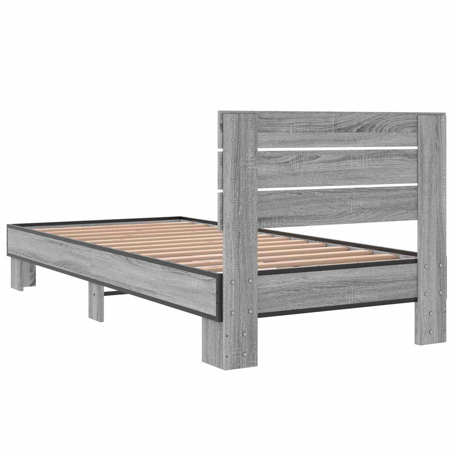 Bedframe met Hoofdeinde Grijs Sonoma 80 x 200 cm Bewerkt hout