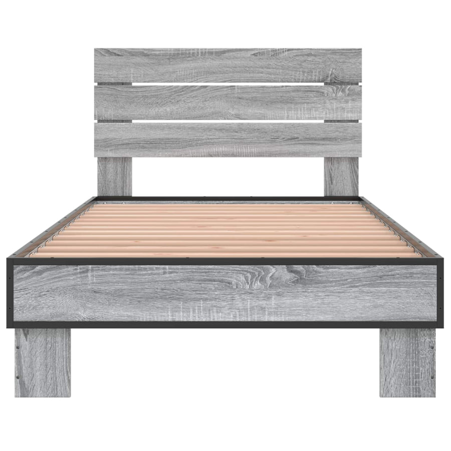 Bedframe met Hoofdeinde Grijs Sonoma 80 x 200 cm Bewerkt hout