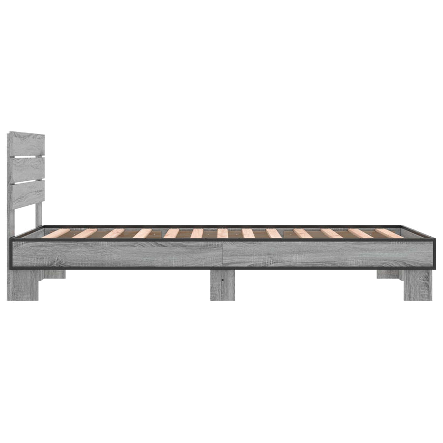 Bedframe met Hoofdeinde Grijs Sonoma 80 x 200 cm Bewerkt hout